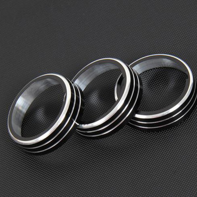 3Pcs/Set Cars Alu Decoration Stereo Knob Ring Air Conditioning Knob Ring for Golf 7