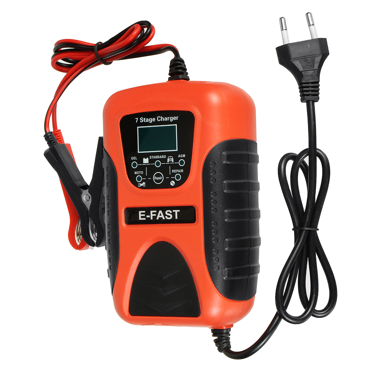 E-FAST 12V 7A Pulse Repair LCD Battery Charger for Car Motorcycle Lead Acid Battery Agm Gel Wet