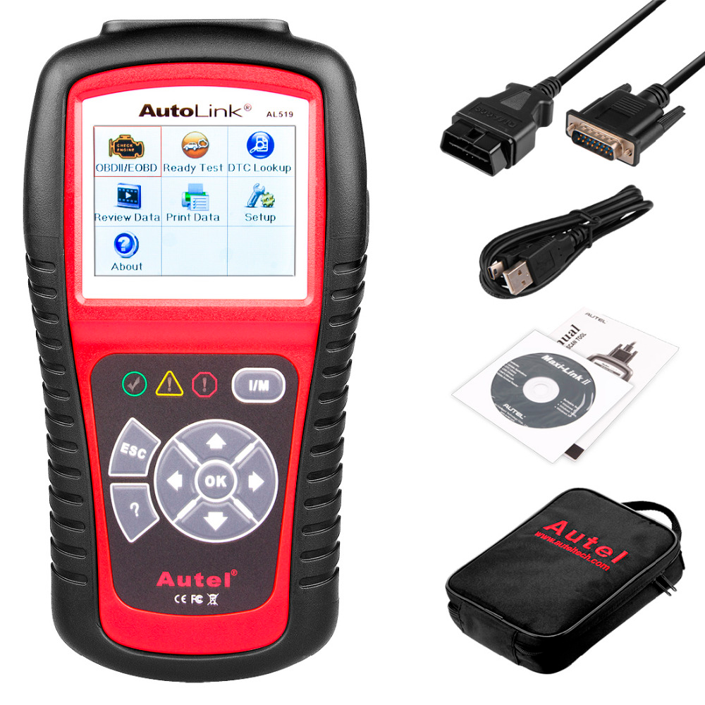 Autel Autolink AL519 Car OBD2 Scanner Code Reader Diagnostic Tool I/M Readiness DTC MIL Graphs Data with TFT LCD Display - Auto GoShop