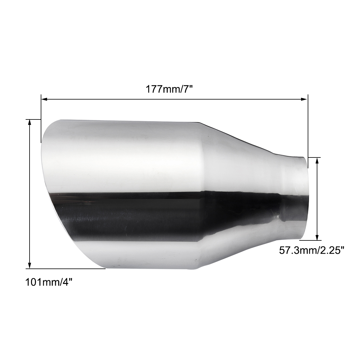 Universal Stainless Steel Exhaust Muffler round Slant 2.25 Inch Inelt 4 Inch Outlet