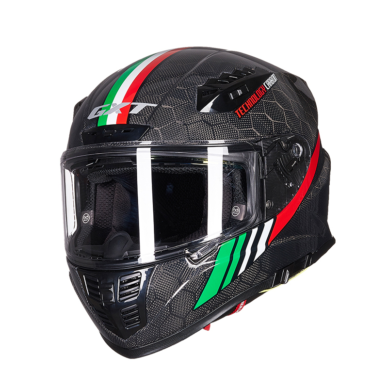 GXT 12K Carbon Fiber Double Lens Snake Pattern Moto Motorcycle Full Face Helmet Antifogging Ventilation Men and Women Four Seasons DOT Certification 602