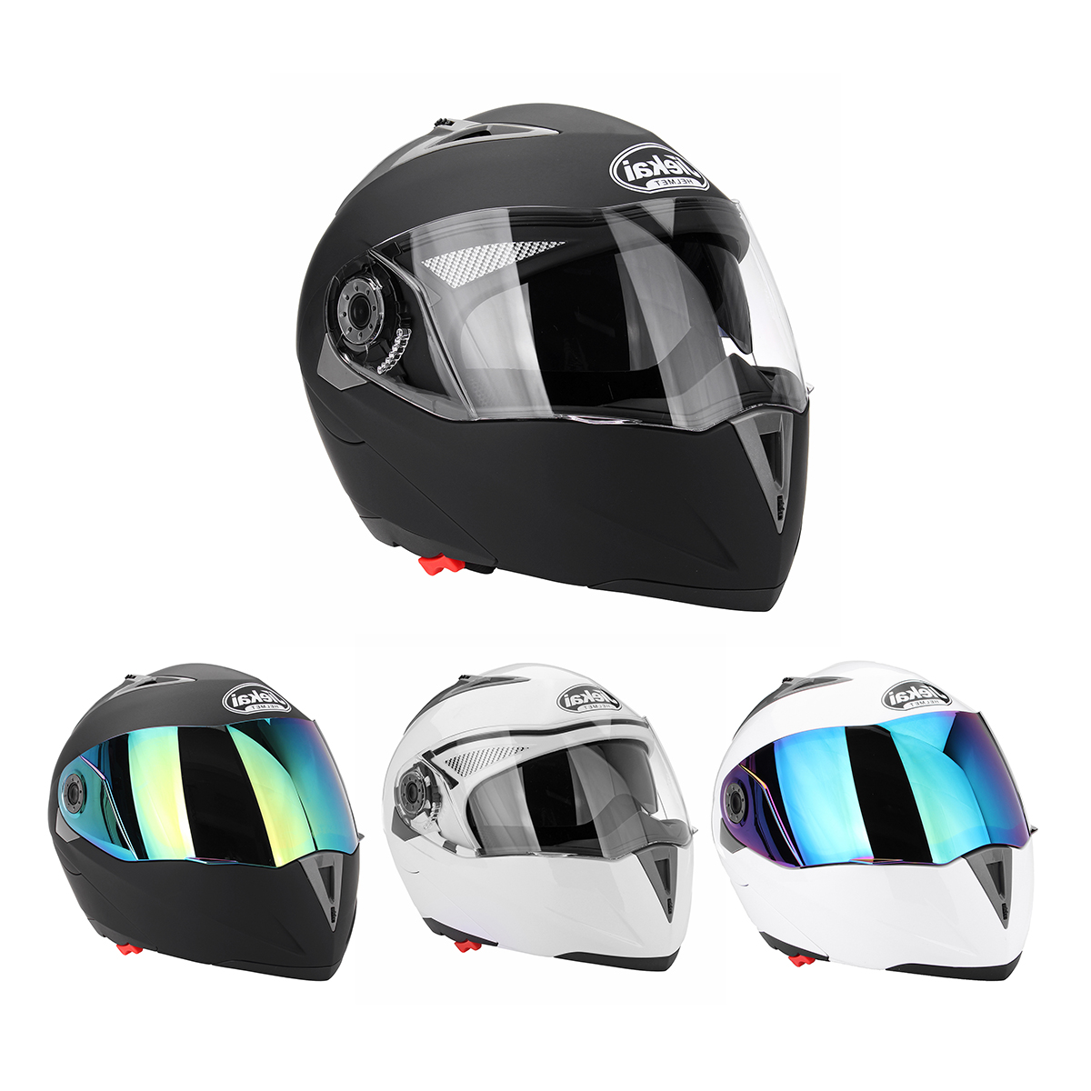 Motorcycle Open Face Helmet Dual Visor Flip up Adult Full Face Motocross Dirt Bike M/L/XL - Auto GoShop