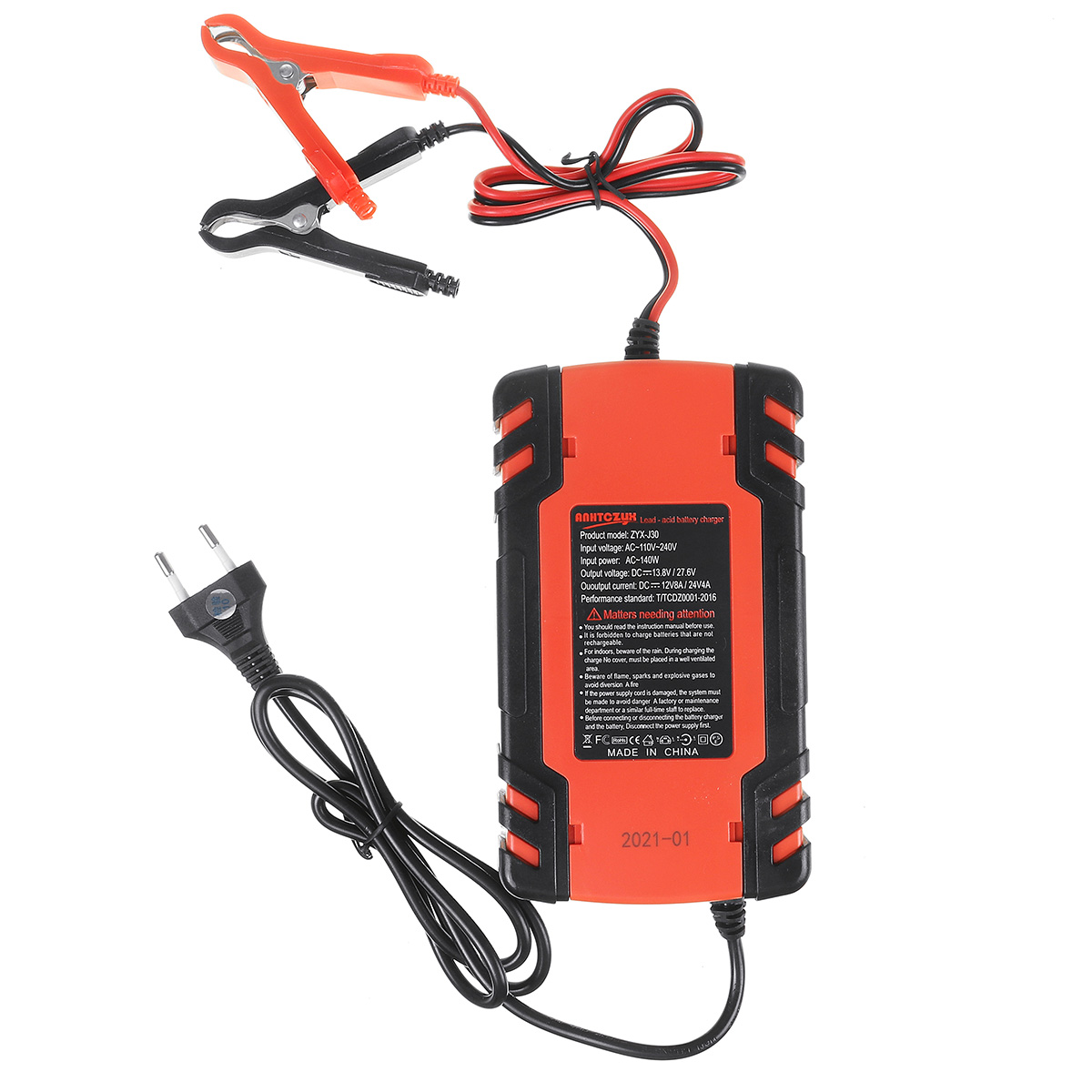 Enusic™ 12/24V 8A Red Touch Screen Pulse Repair LCD Battery Charger for Car Motorcycle Lead Acid Battery Agm Gel Wet