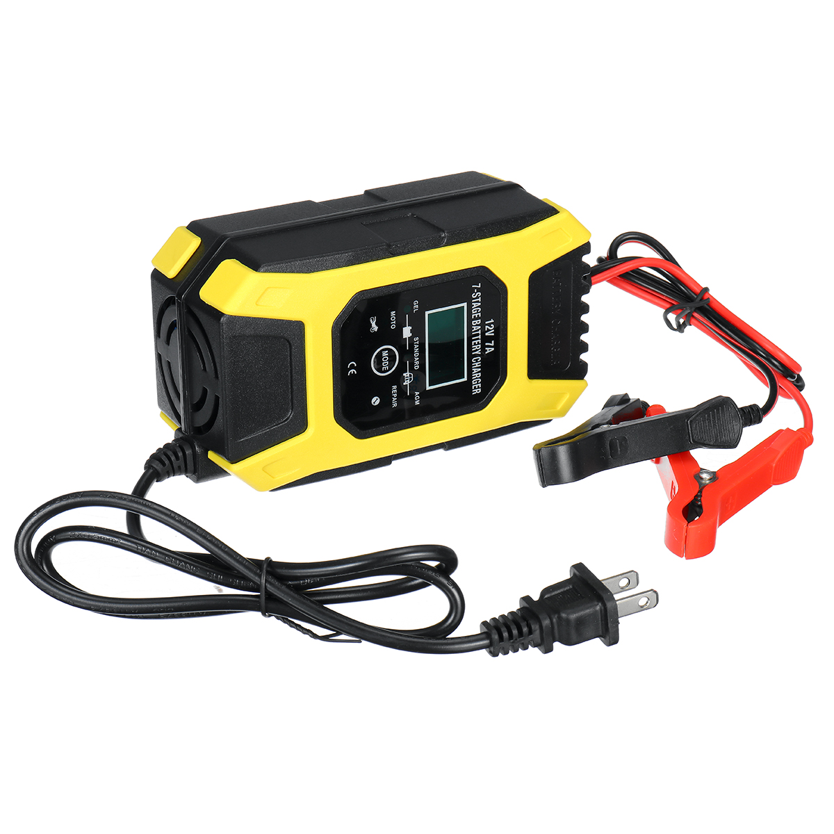 12V 7A LCD Pulse Repair Battery Charger for Car Motorcycle AGM Gel Wet Lead Acid