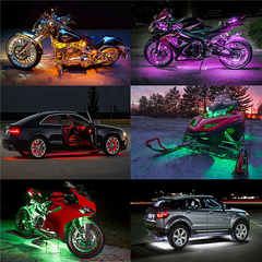 6Pcs RGB LED Neon under Glow Light Strip Kit Atmosphere Motorcycle ATV Lights - Auto GoShop