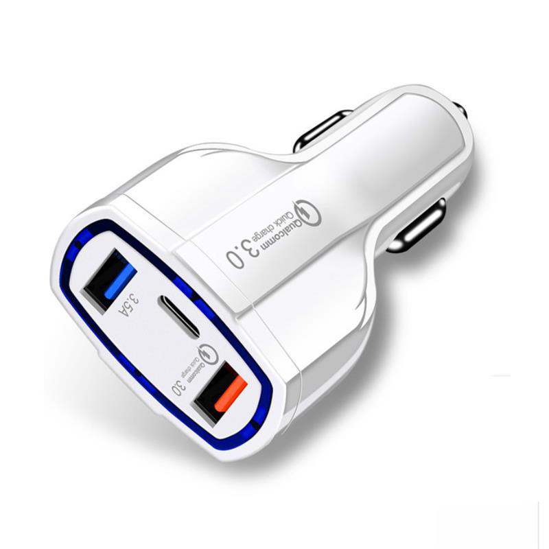 QC3.0 Dual USB Fast Charge Type-C Car Charger