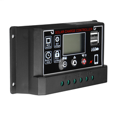 10A/20A/30A/40A/50A/60A 12V/24V Dual USB LCD Solar Panel Battery Regulator Charge Controller Black - Auto GoShop