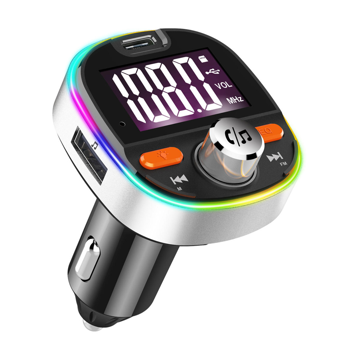 Car Bluetooth MP3 Player FM Transmitter with Colorful Atmosphere Light Support QC 3.0 Fast Charging Subwoofer DSP TF Card USB - Auto GoShop