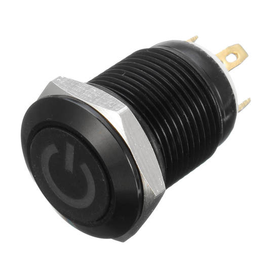 12V 4 Pin 12Mm LED Metal Push Button Momentary Power Switch Waterproof