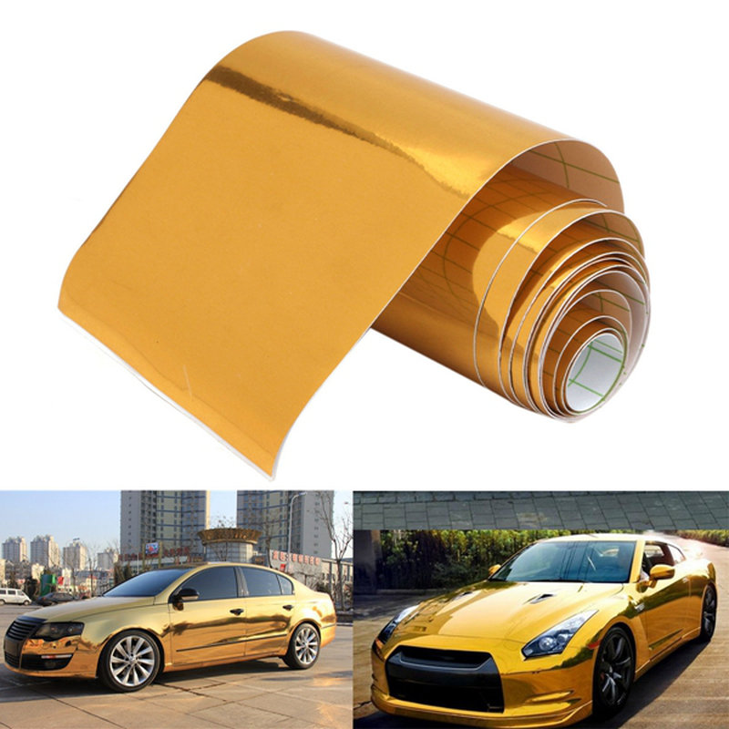 10Cmx150Cm Gold Vinyl Wrap Film Car Sticker Decal Air Bubble Free - Auto GoShop