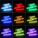 4PCS 9LED RGB Strip Lights Underglow Underbody Remote Control Decorative Floor Atmosphere Strip Interior Lamp