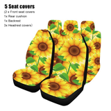 5PCS Car Seat Cover Sunflower Printed Front Seat Protective Mats Universal - Auto GoShop