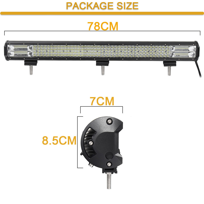 32" 208LED White LED Light Bar Aluminum Alloy Shell Work Light for ATV Off-Road 1800W Quad Row