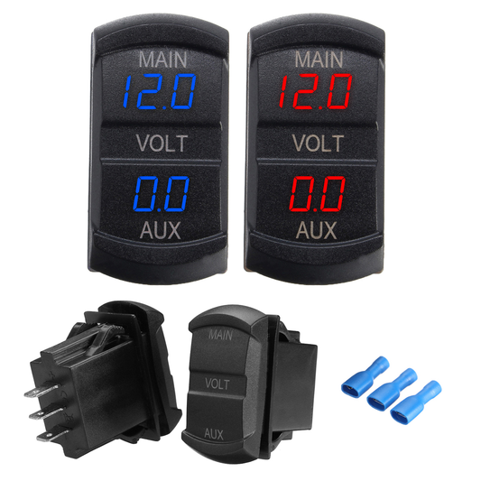 10-60V LED Dual Voltmeter Voltage Gauge Digital Panel Dashboard Car Boat Marine - Auto GoShop