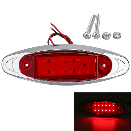 1PC 12/24V LED Oval Side Marker Light Indicator Chrome Bezel for Car Truck Trailer Lorry