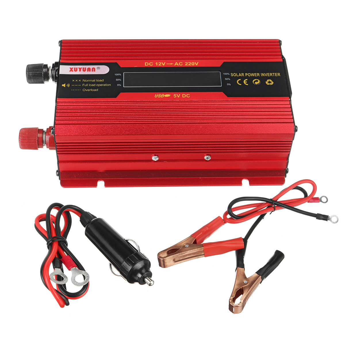 1500W/2500W/3500W Peak Red Solar Power Inverter DC12V to AC220V Modified Sine Wave Converter with LCD Screen for Car Home