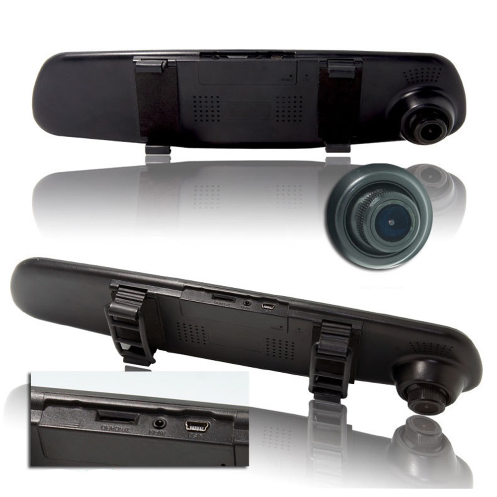 4.3 Inch Dual Lens 1080P Car DVR Dash Cam Video Recorder Rear View Mirror Camera