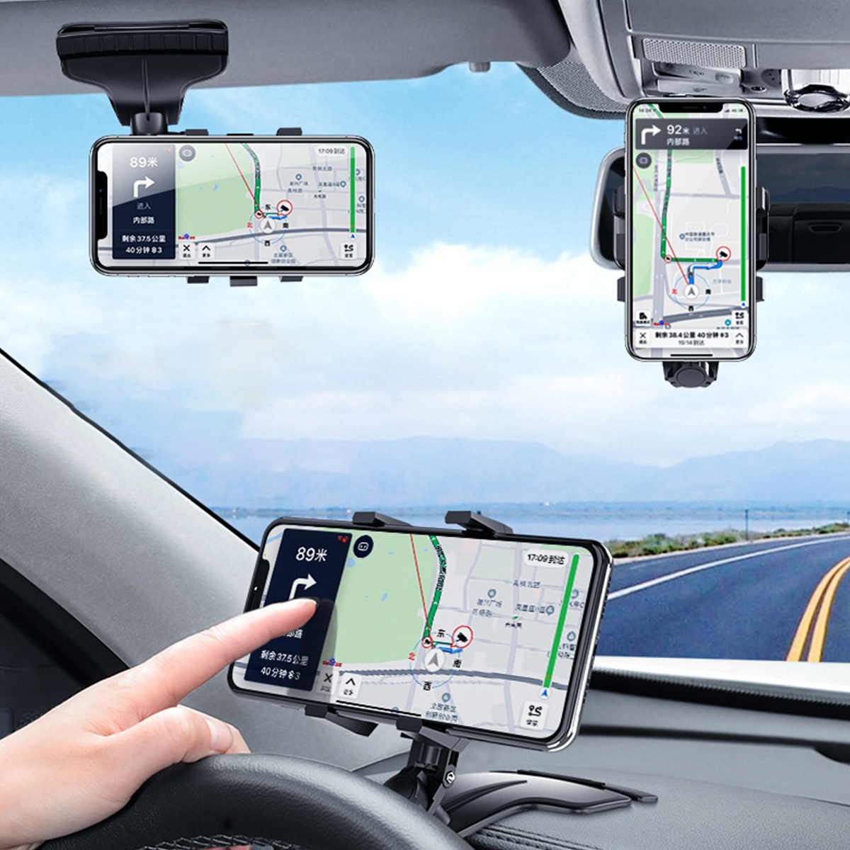 360°Rotation Car Mobile Phone Holder Car Sun Visor Dashboard Mobile Phone Holder - Auto GoShop