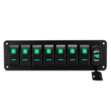 8 Gang Rocker Switch Panel Circuit Breaker LED Waterproof Car Marine Boat RV