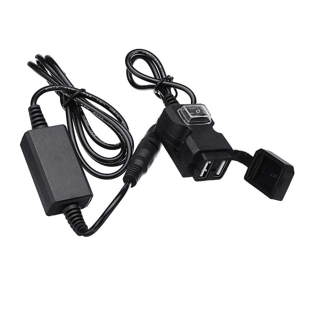 Universal 9-90V Dual USB Motorcycle Waterproof Charger Handlebar Socket Adapter