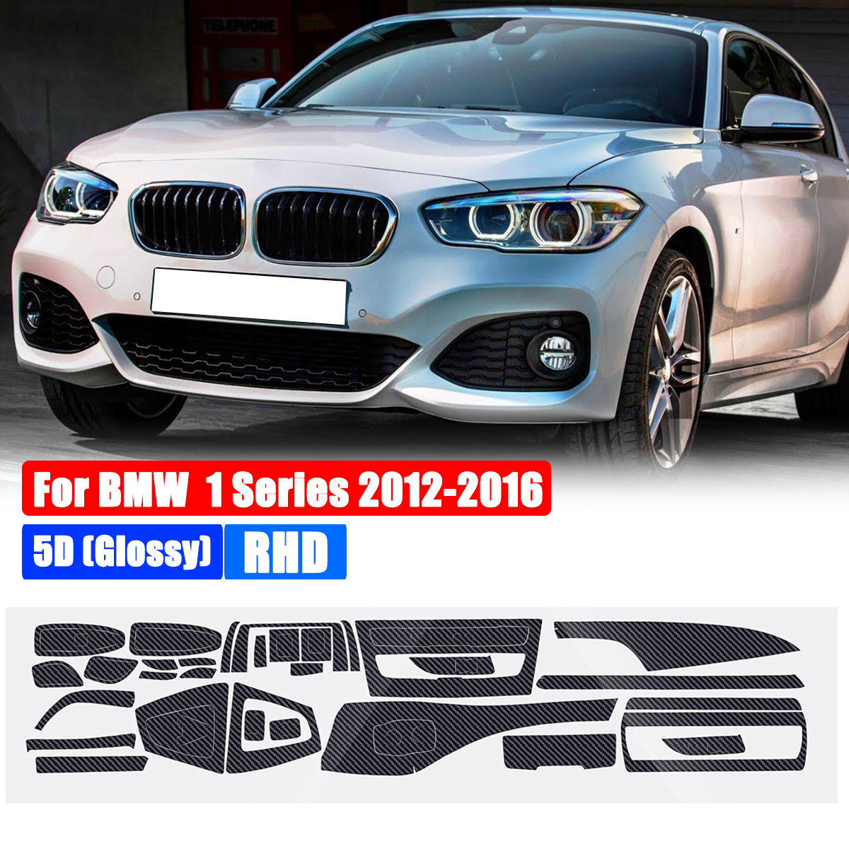 RHD Carbon Fiber Interior Sticker Vinyl for BMW 1 Series 2012-2016