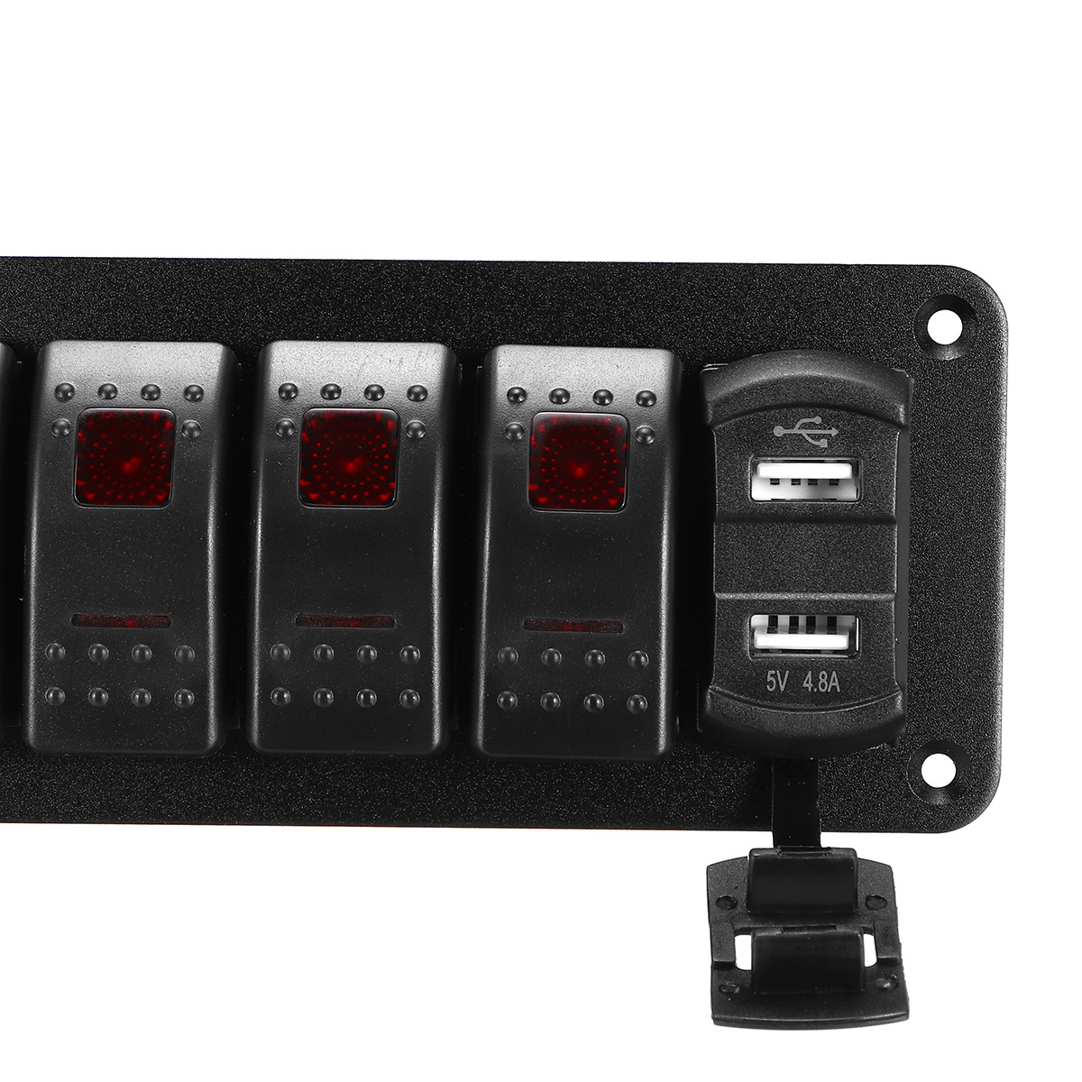8 Gang Rocker Switch Panel Circuit Breaker LED Waterproof Car Marine Boat RV