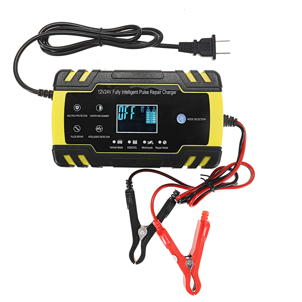 Enusic™ 12/24V 8A/4A Touch Screen Pulse Repair LCD Battery Charger for Car Motorcycle Lead Acid Battery Agm Gel Wet
