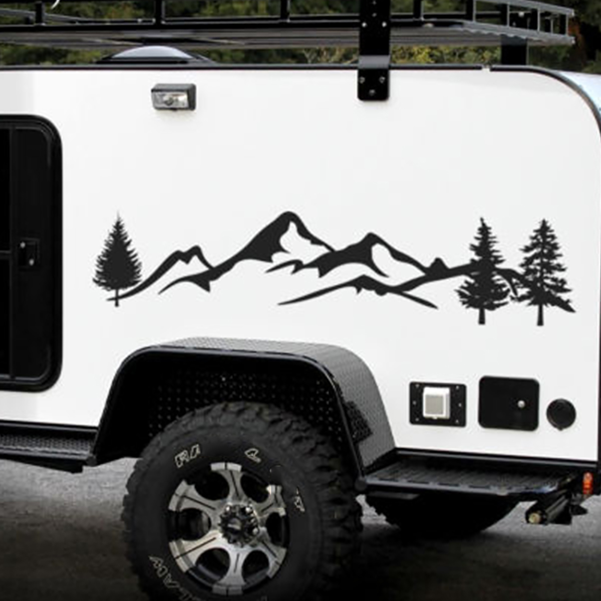 100X20Cm Car Sticker Graphics Decal Snowy Mountain Range for Camper Van Motorhome Caravan - Auto GoShop