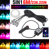 RGB LED Car Interior Optical Fiber Neon EL Wire Strip Light Kit Phone APP Control Atmosphere Light Car Lighter Type