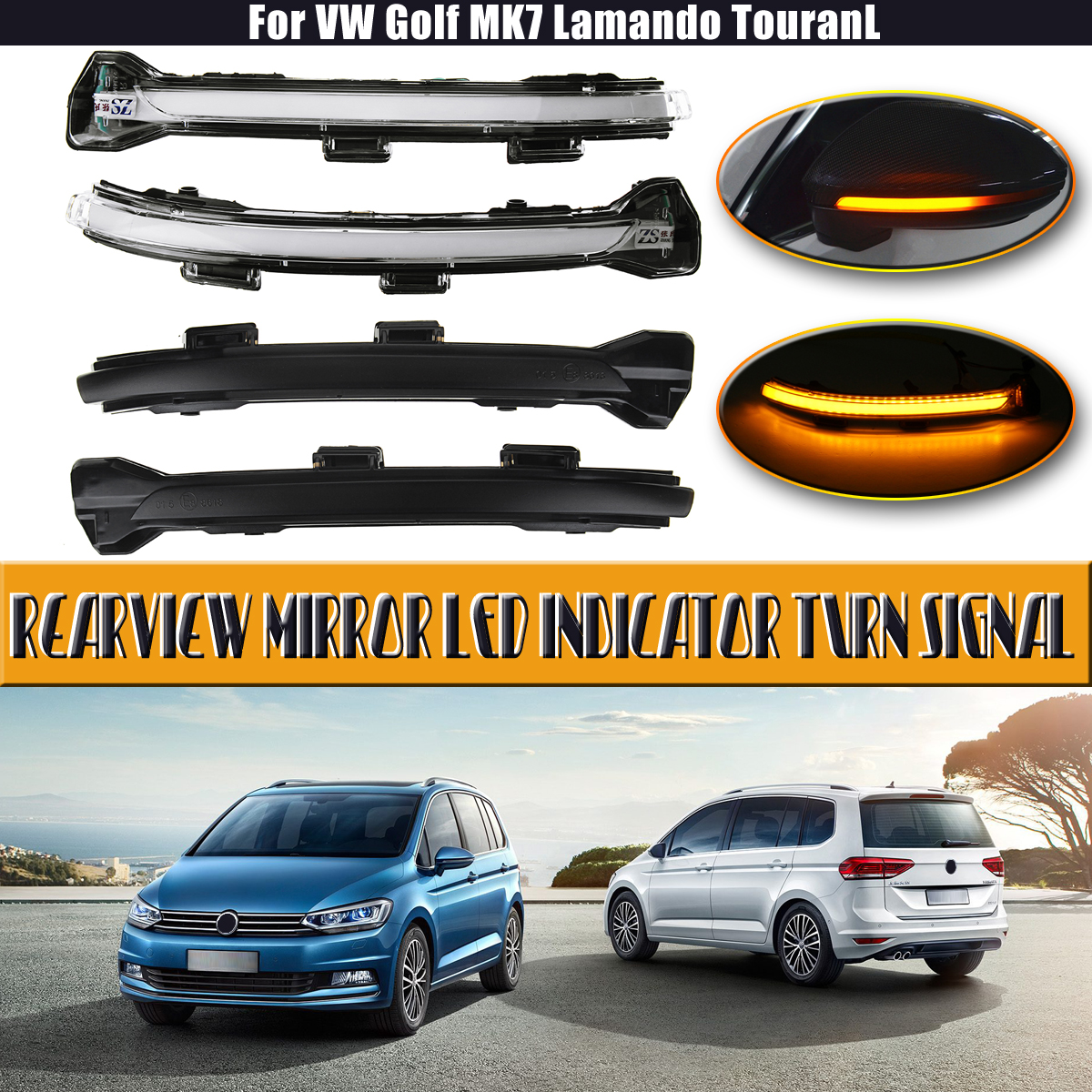 Rearview Car Mirror Light LED Indicator Turn Signal for VW Golf MK7 Lamando Touranl