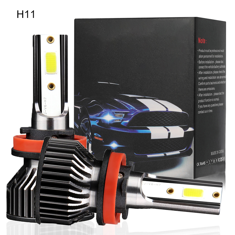 2PCS 55W 4800LM 6500K Car LED Headlight H1 H4 H7 H11 9005 9006 Fog Light Replace Bulb IP68 Waterproof