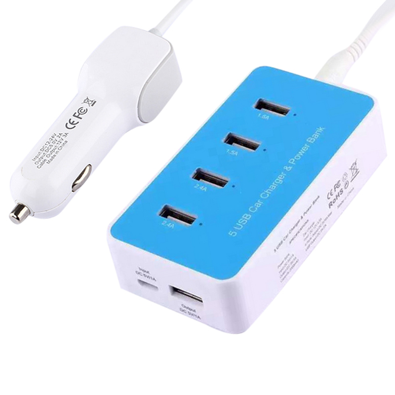 ADS-818 Multifunctional High Power 5 USB Car Charger Power Bank