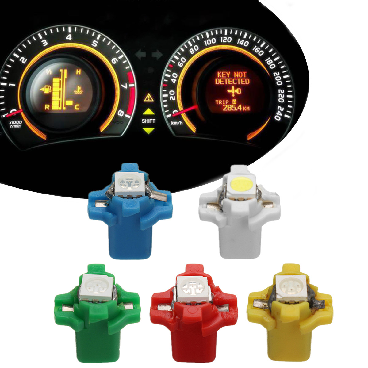 10Pcs 12V T5 B8.3D W3W 5050 LED Instrument Head Lights Dashboard Dash Gauge Bulb - Auto GoShop