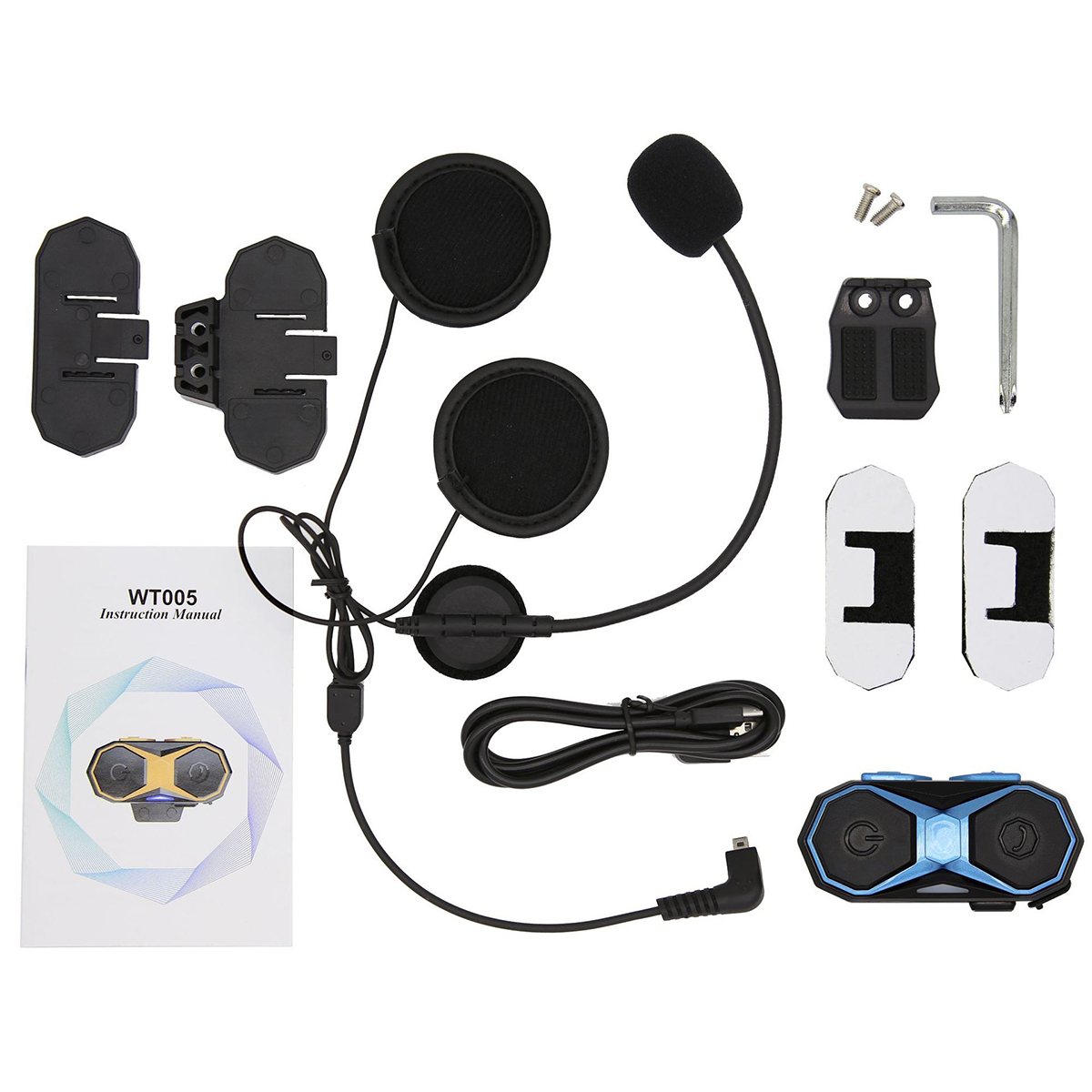 WT005 1000M Motorcycle Helmet Interphone Intercom 2.4Ghz Waterproof Bluetooth 3.0 Waikie Talkie - Auto GoShop