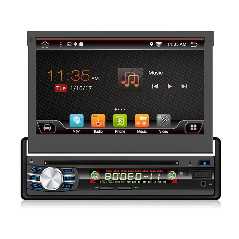YUEHOO 7 Inch 1 DIN Android 8.1 Car DVD Player Retractable Touch Screen Stereo Radio 8 Core 1+32G/2+32G WIFI 4G GPS FM AM RDS - Auto GoShop