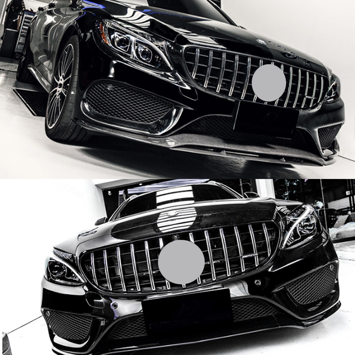 AMG GTR Style Grille Cover for Mercedes-Benz W205 C-Class 2015-2018 with Camera Hole - Auto GoShop