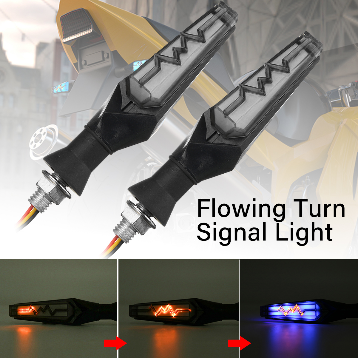 Pair Universal Motorcycle Turn Signal Light LED Indicator DRL Brake Flash Lamp