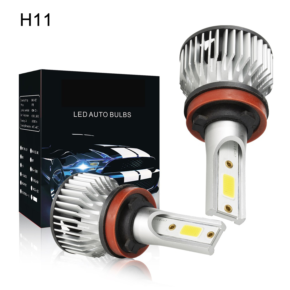 2PCS 6000LM 6500K Car LED Headlight H1 H4 H7 H8 H11 9005 9006 IP68 Waterproof COB Headlights Halogen Bulb White Light