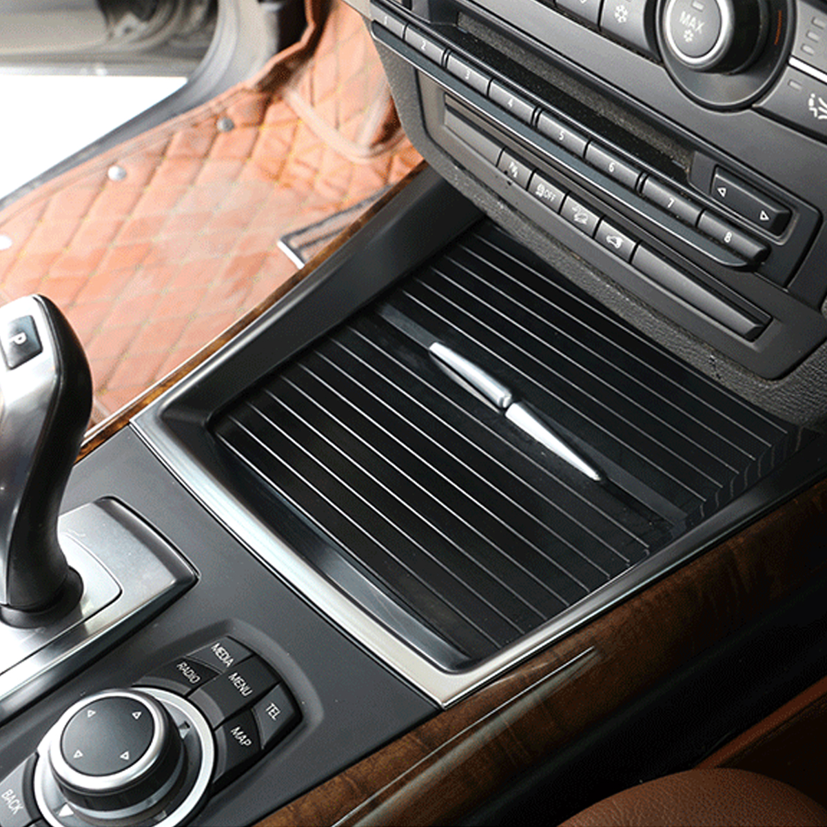 Carbon Fiber Water Cup Holder Interior Cover Trim Decor for BMW X5 E70 2008-2013
