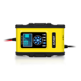 E-FAST 12V 24V 12A 6A Battery Charger 7-Stage Charging LCD Display Yellow for Motorcycle Car Gel AGM Lifepo4 Lead-Acid Battery