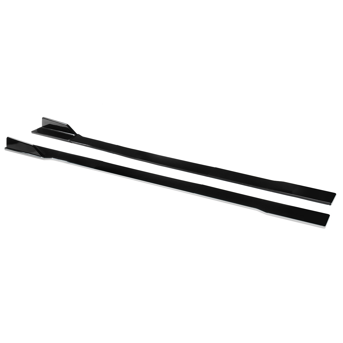 2.2M / 86.6Inch Black Modified Three-Section Side Skirts Extension Rocker Panel White Line