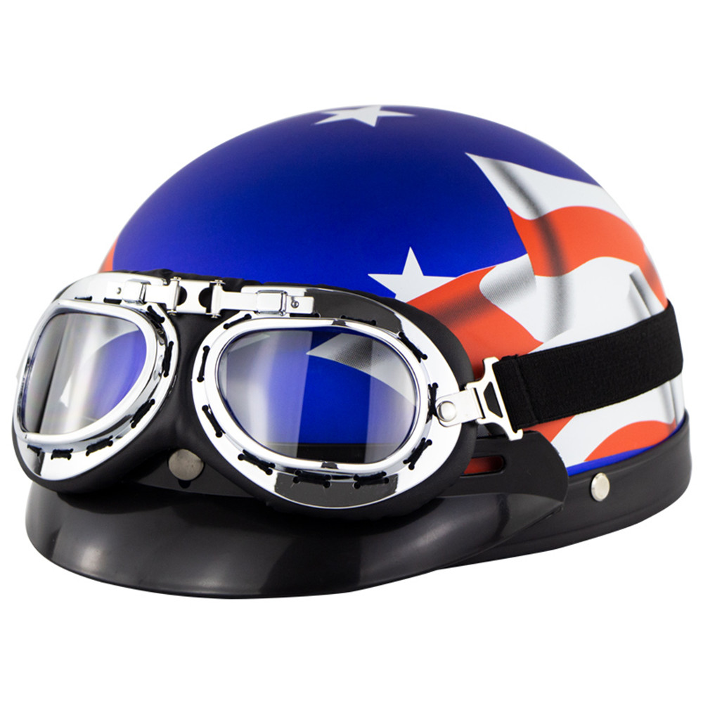 Universal ABS Motorcycle Open Face Helmet Retro Vintage with Goggles Neck Protection - Auto GoShop