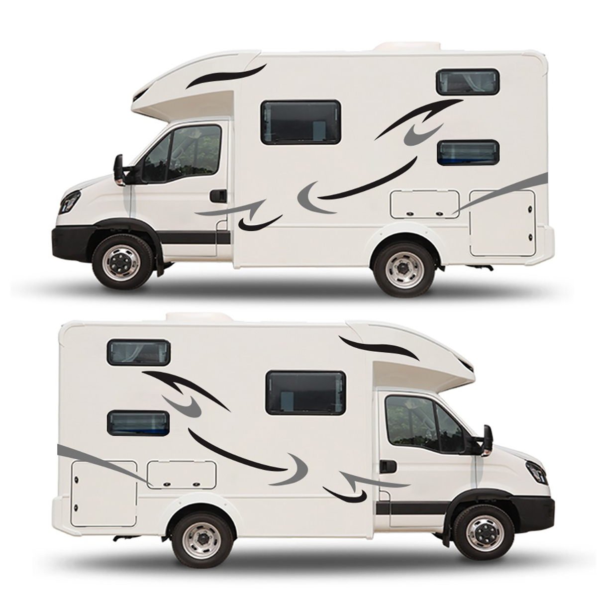 2Pcs Stripes Body Stickers Graphics Vinyl DIY for Camping-Car Caravan RV Trailer