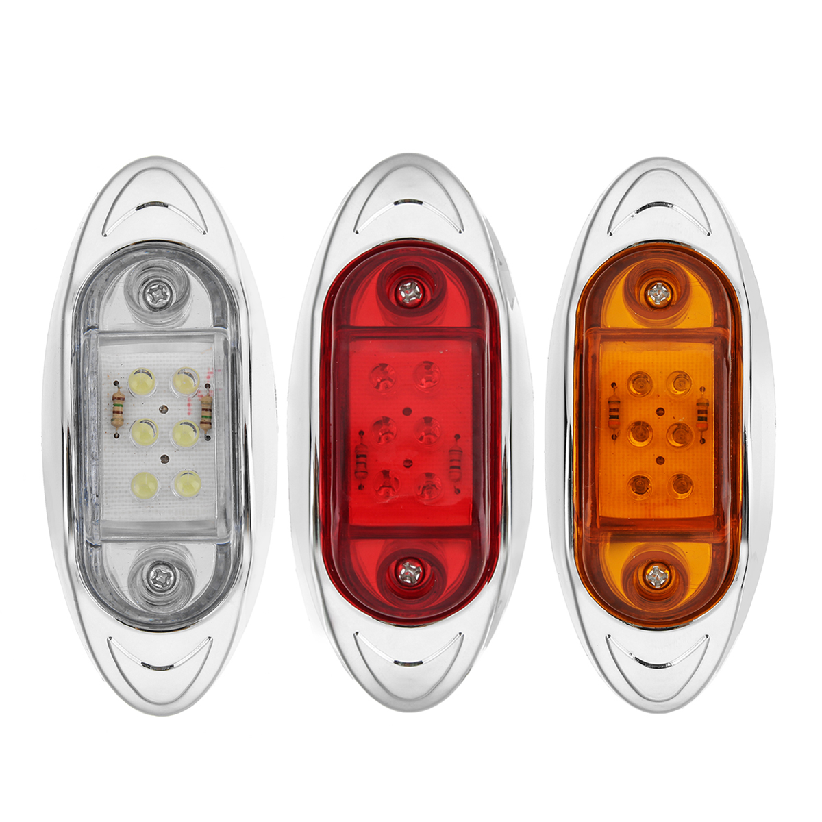LED Car Side Marker Indicator Lights Chrome Base Lamp 12V 1PCS for Truck Trailer Lorry Van Bus - Auto GoShop