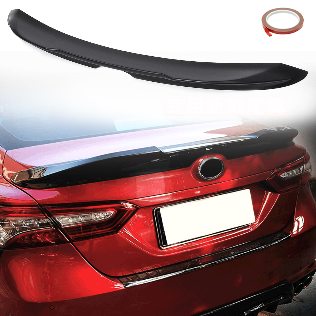 Matte Black TRD Duckbill Trunk Car Lid Spoiler Wing Tape for 2018-2019 TOYOTA CAMRY