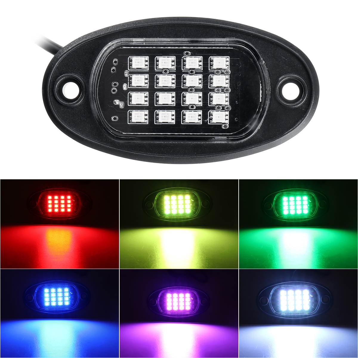 8Pcs LED RGB Offroad Rock Light Underbody Lamp Bluetooth APP Control for Car Truck