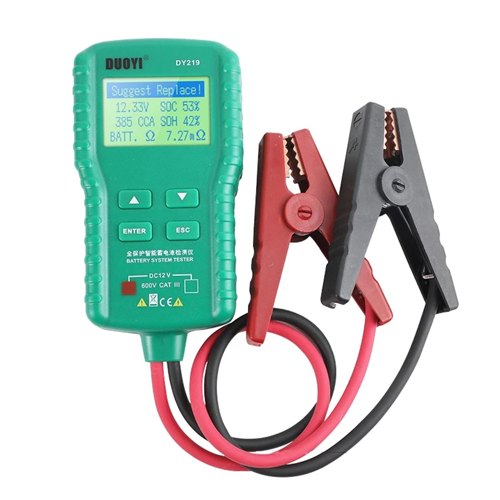 DUOYI DY219 12V Digital Car Battery Tester AH CCA Voltage Current Battery Load Analyzer Multifunction Diagnostic Car Repair Tool