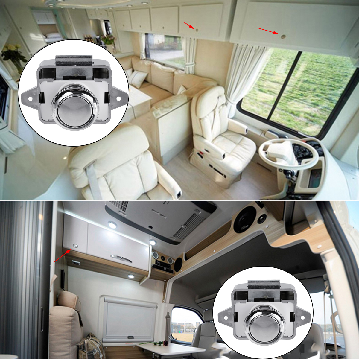 1/10PCS Push Button Catch Lock Drawer Cupboard Door Knob for Camper Van Caravan RV - Auto GoShop