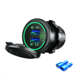 12-24V QC 3.0 Fast Dual USB Charger Touch Switch Waterproof Accessory for Motorcycle Car Truck Boat