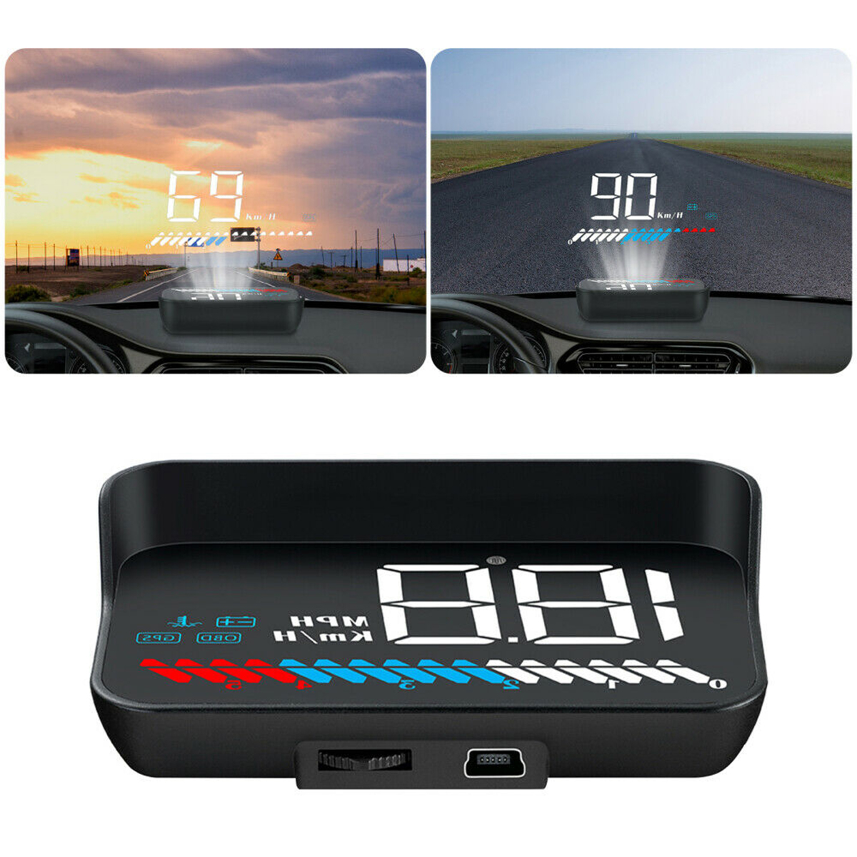 3.5 Inches Head up Display Car Projector Universal Dual System HUD Speedometer OBD2 GPS Interface with Engine RPM for All Vehicle - Auto GoShop